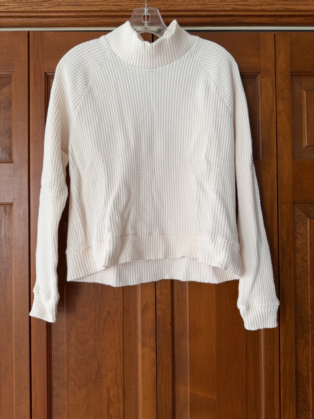 The North Face Cream Waffle Knit Mock Neck Top